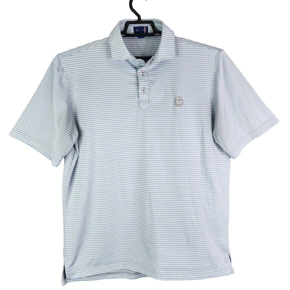 Men's Stitch Golf Striped Polo Shirt Blue Gray & White Short Sleeve Size M/L - Picture 1 of 11